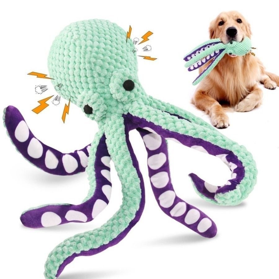 Indestructible Dog Chew Toy - Gıcırtılı Ahtapot Peluş Köpek Oyuncağı, Kırılmaz